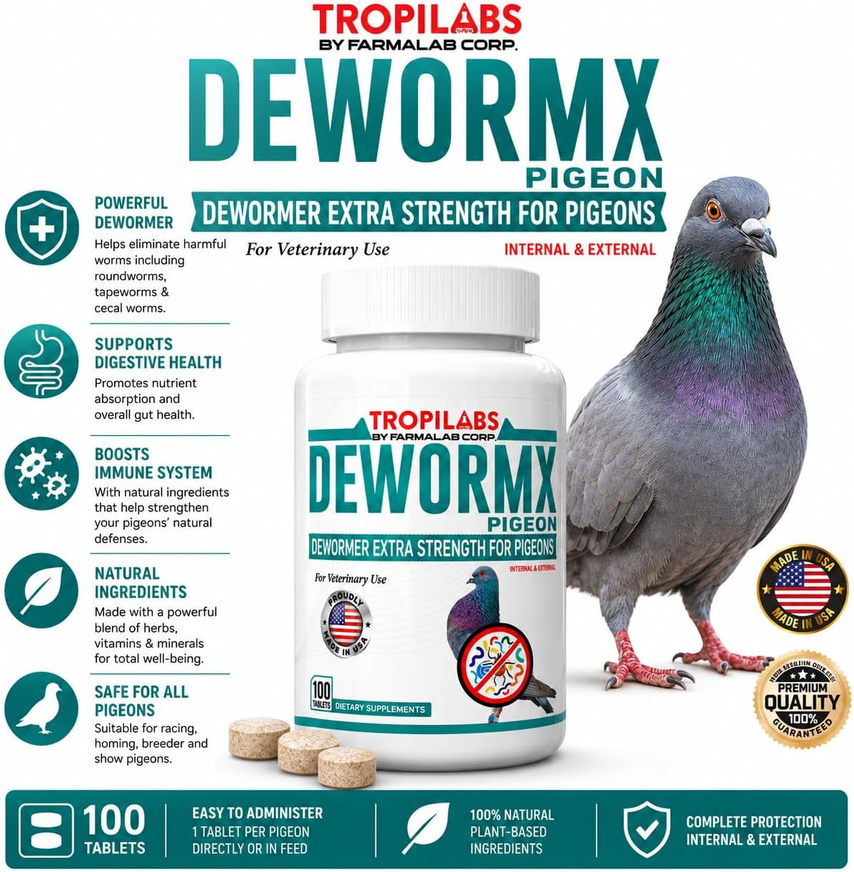 Natural dual action avian parasite treatment bottle for caged birds and doves