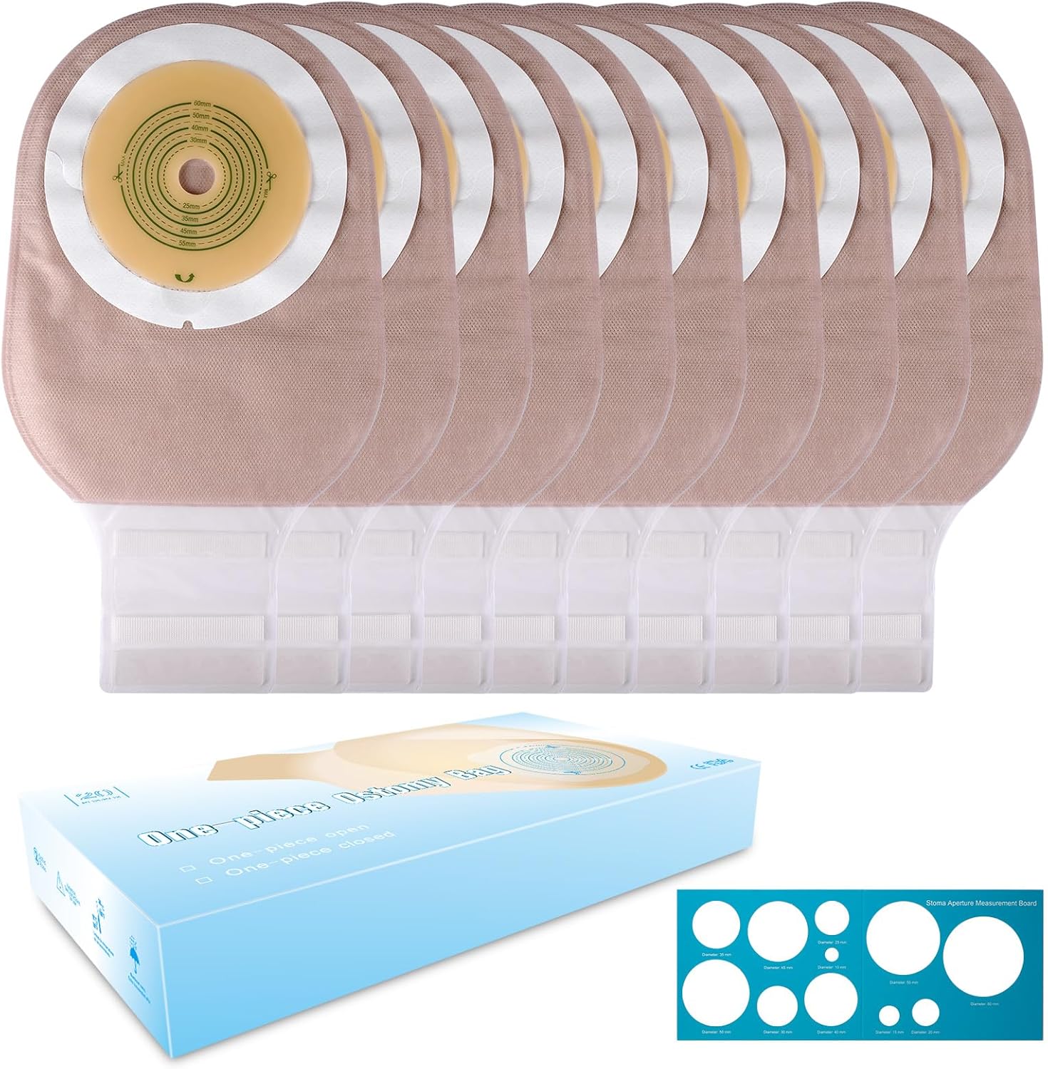 Greetmed One Piece Cut to Fit Drainable Colostomy Bags front view package