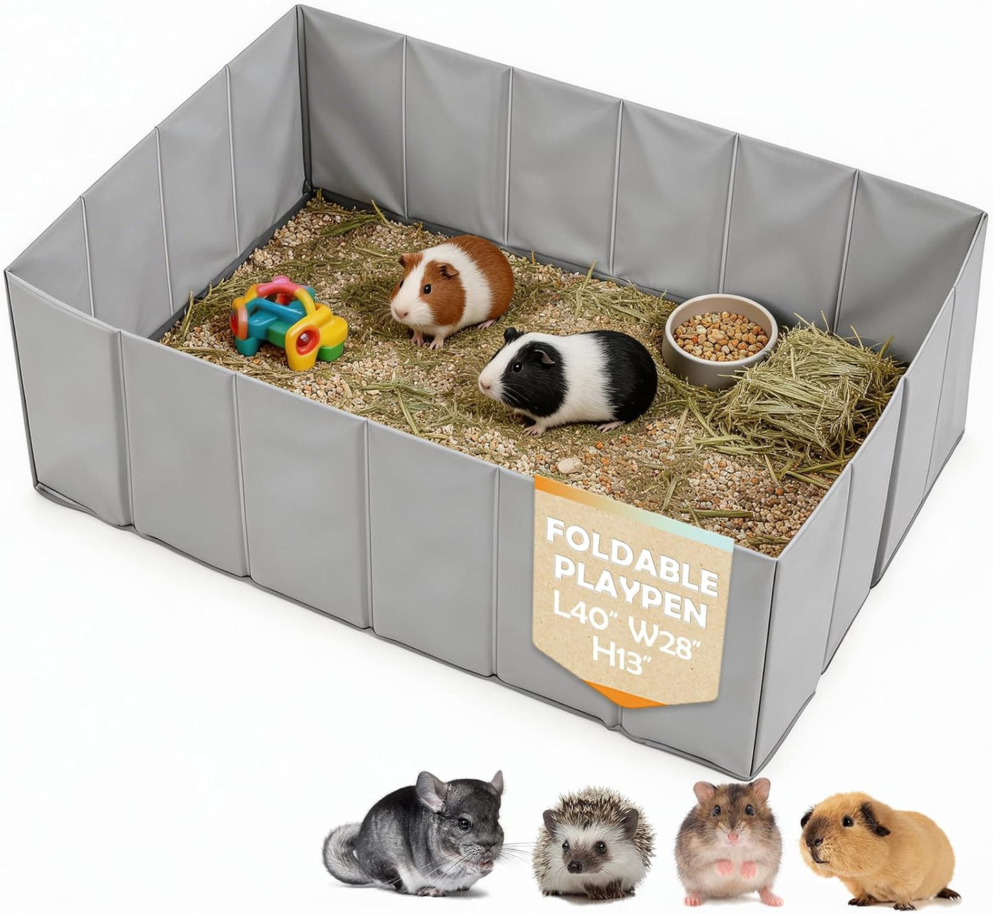 MEEXPAWS Small Animal Playpen, Foldable Hamster Guinea Pig Playpen for Indoors or Travel Large, 40" x 28" x 13", Waterproof, No Assembly Portable Guinea Pig Enclosure, Plastic Rat Ferret Play Pen - Image 1