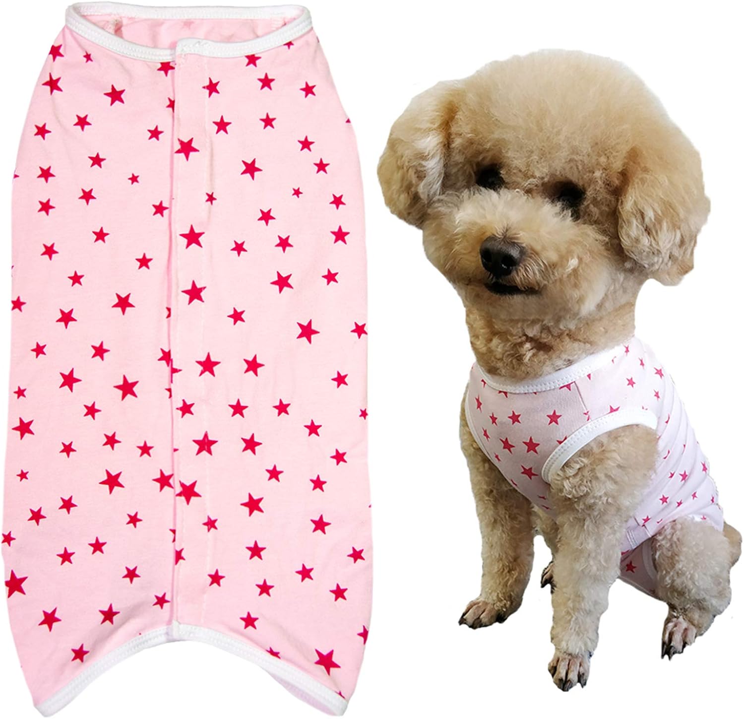 Dog's Recovery Suit Post Surgery Shirt for Puppy, Wound Protective Clothes for Little Animals Dogs Cats (Pink White Stripe-s) - Image 9