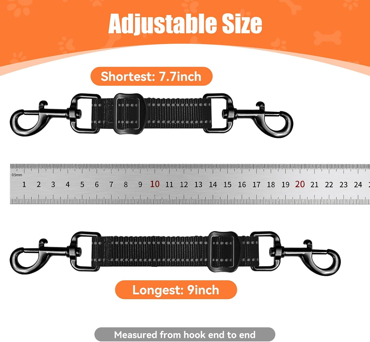 Adjustable black safety clip for prong and pinch training collars close up