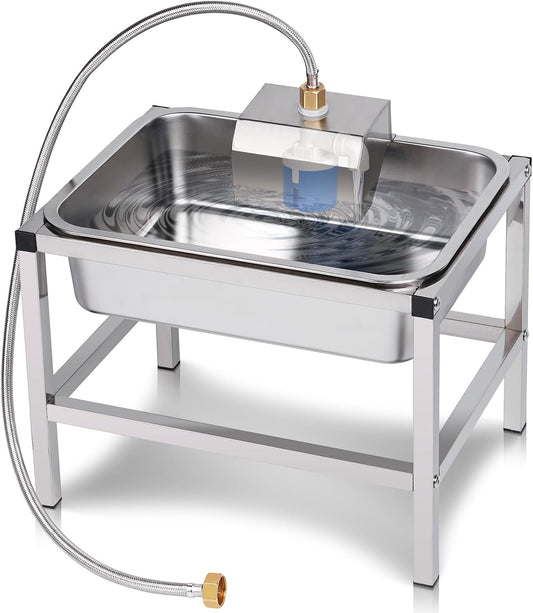 Khearpsl automatic dog water bowl dispenser front view with elevated stand