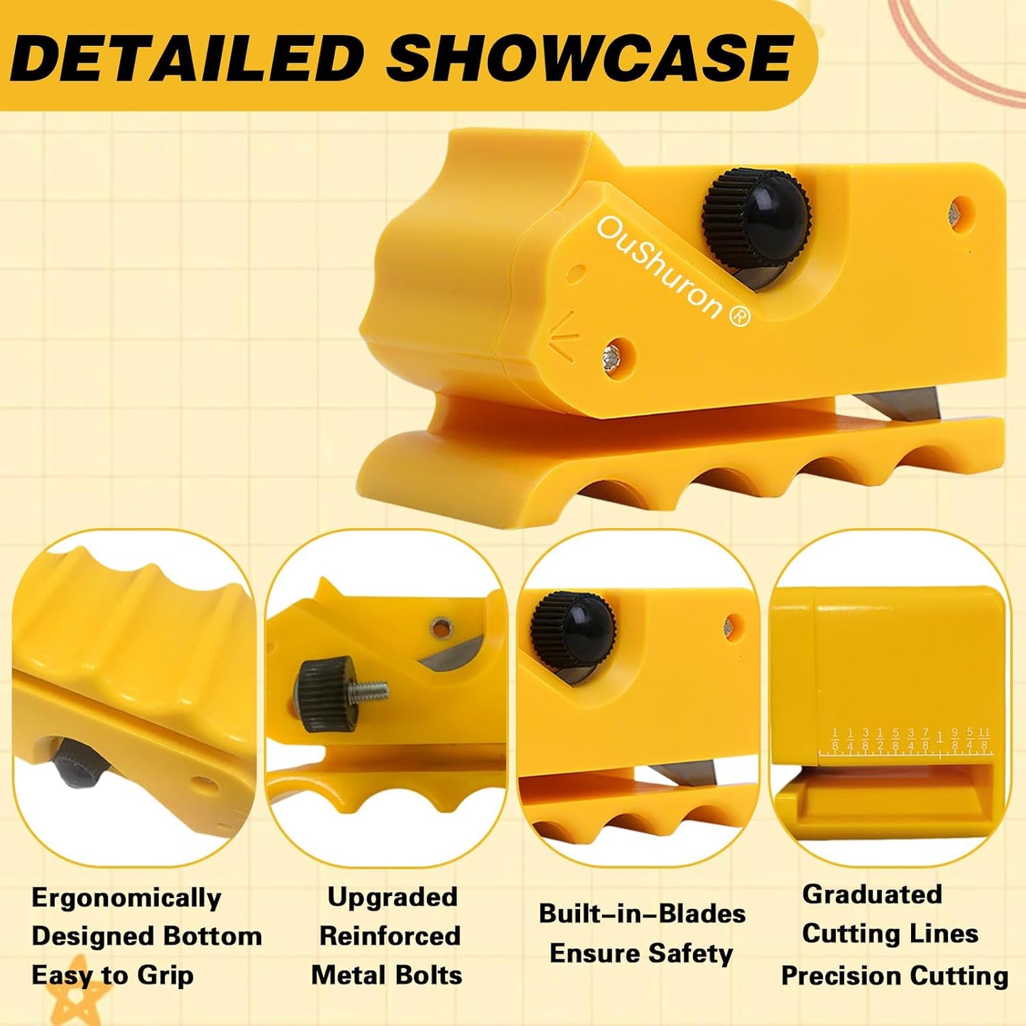 Full set of OuShuron cardboard cutter with 20 spare precision inserts.