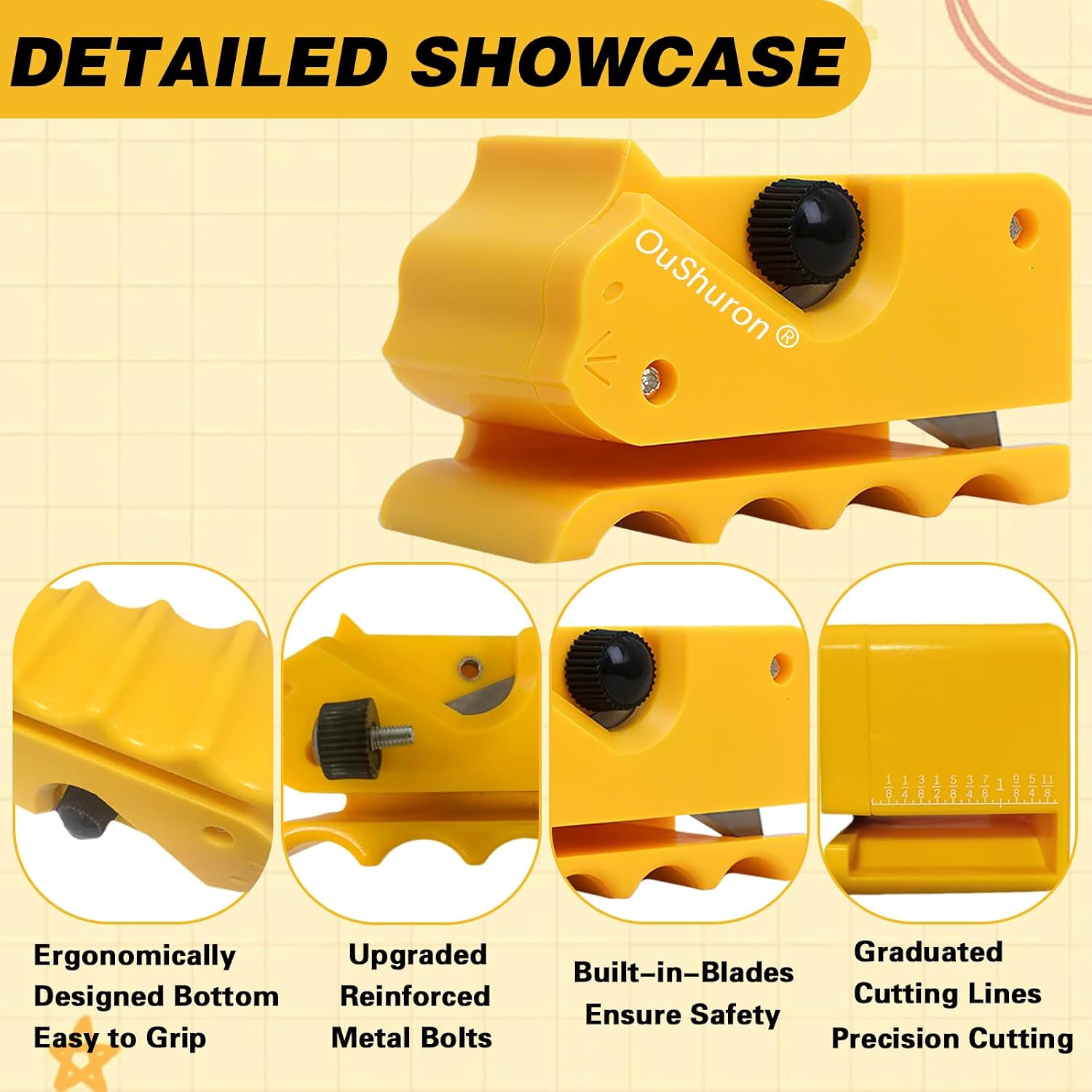 Full set of OuShuron cardboard cutter with 20 spare precision inserts.