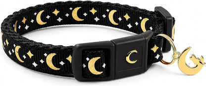 waaag Gold Moons and Stars Safety Breakaway Cat Collar, Glow in The Dark (Kitten 6.5"-10" Neck, Emerald) - Image 11
