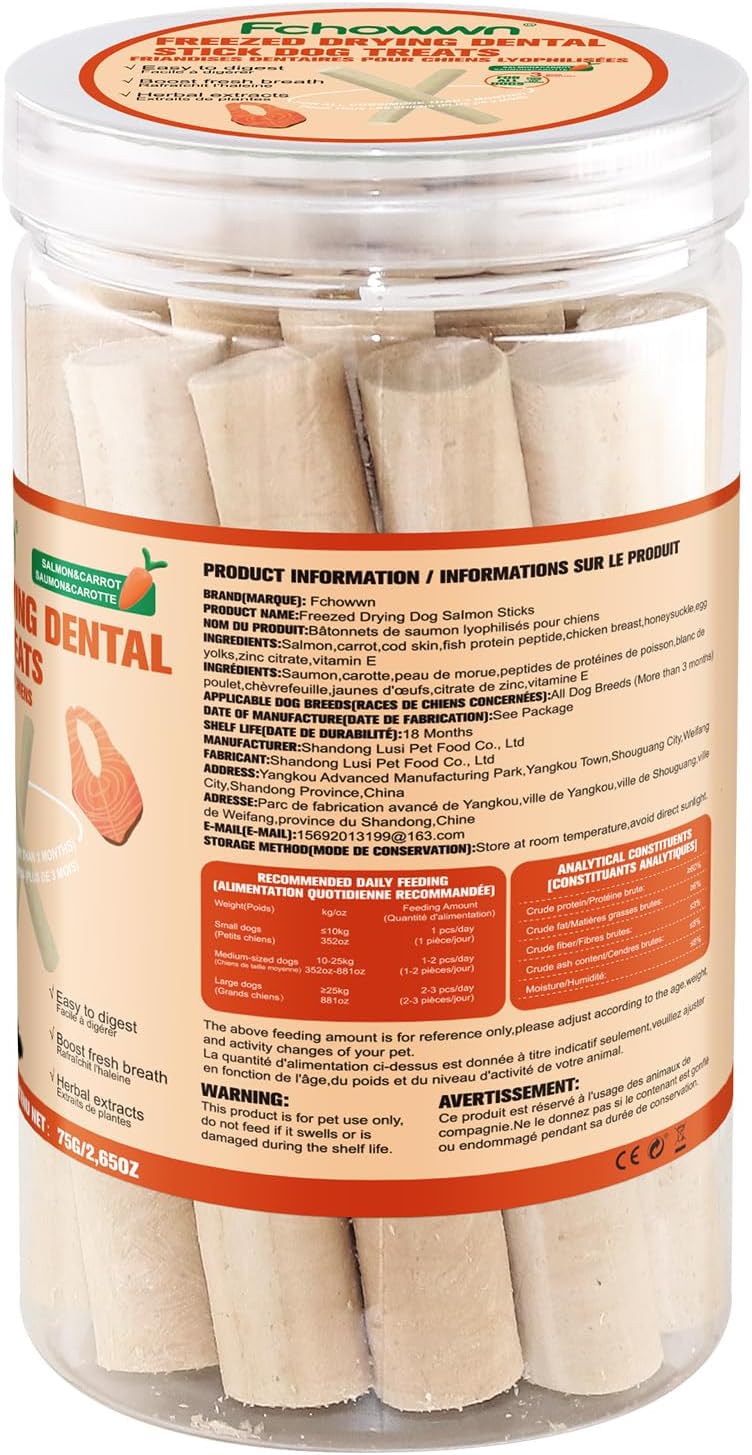 75g/2.65oz Dehydrated Salmon Sticks for Dog,Natural Salmon and Carrots,Easy to Digest and High Protein,for Daily Dog Training and Dental Healthy - Image 9