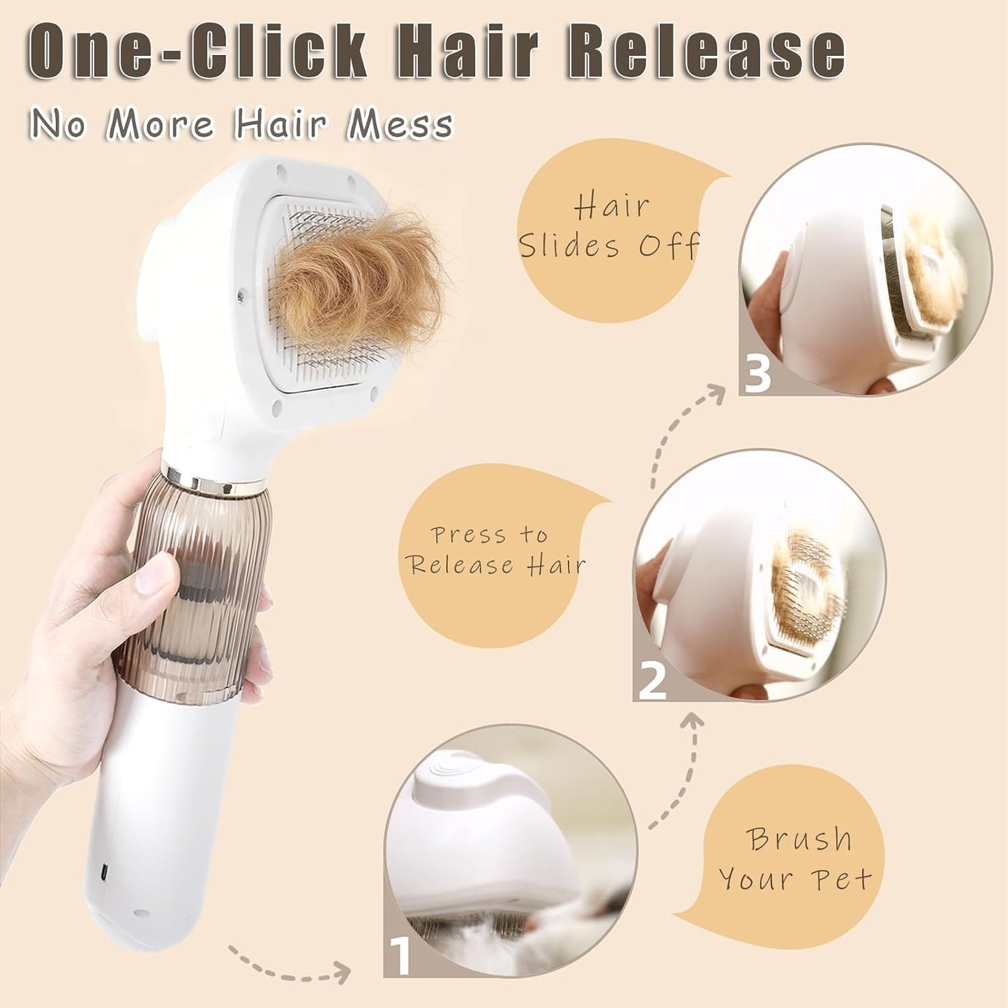 White ZYPUIXK pet hair vacuum cleaner being used to de-shed undercoat fur