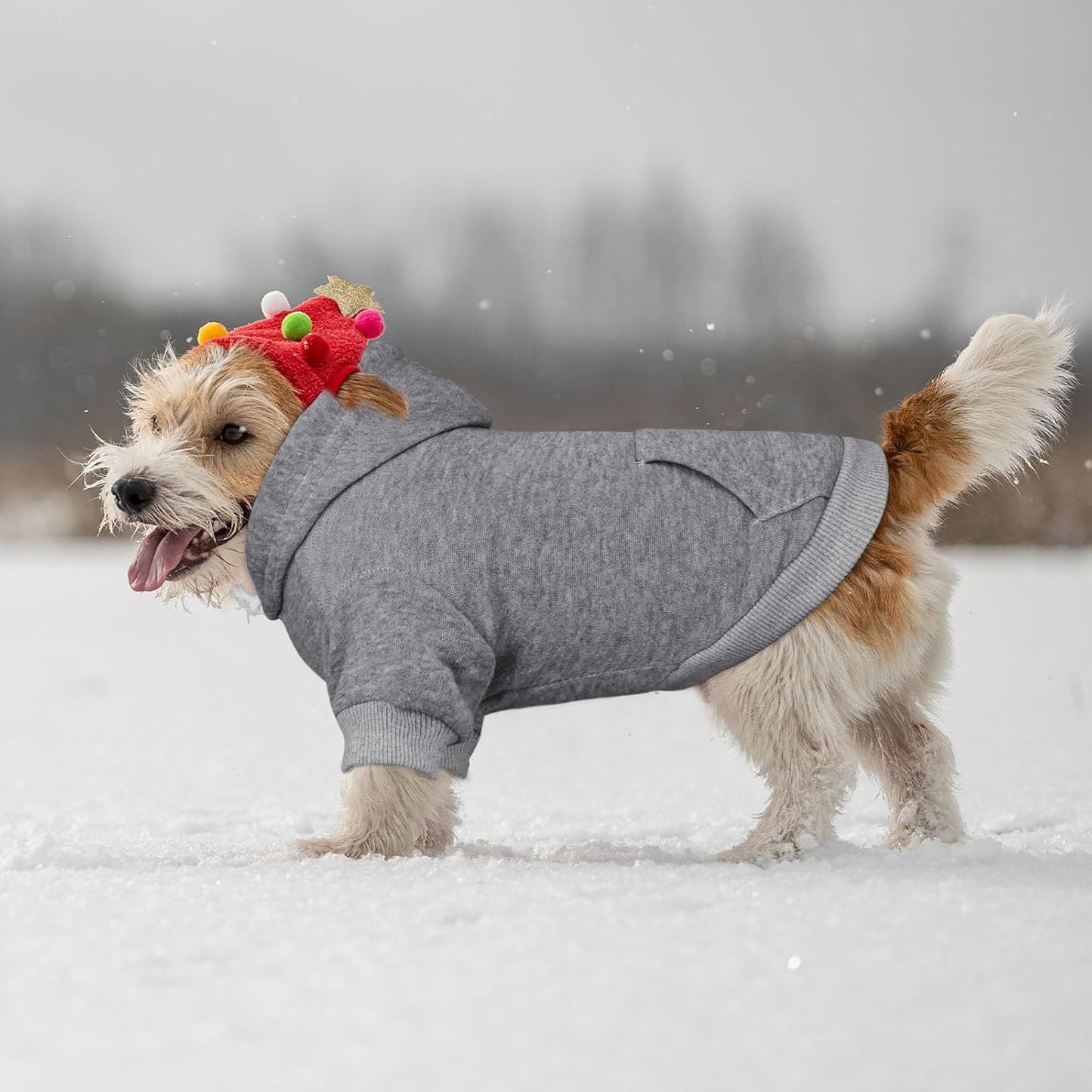 QDYU warm pet sweater grey medium elastic cuffs detail view