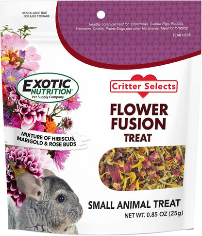 High fiber dried flower mix showing safe natural snacks for hamsters and rats