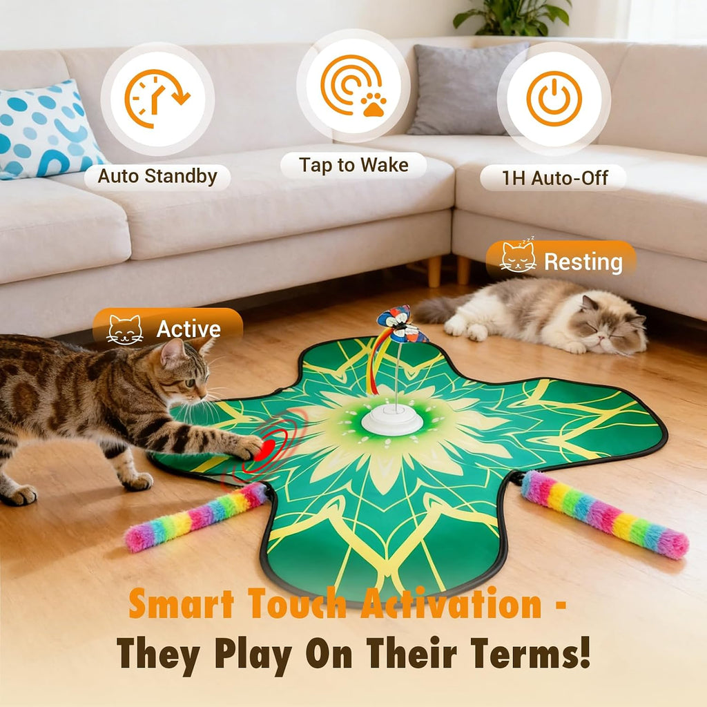 Electronic three in one indoor feline entertainment system with sound buttons
