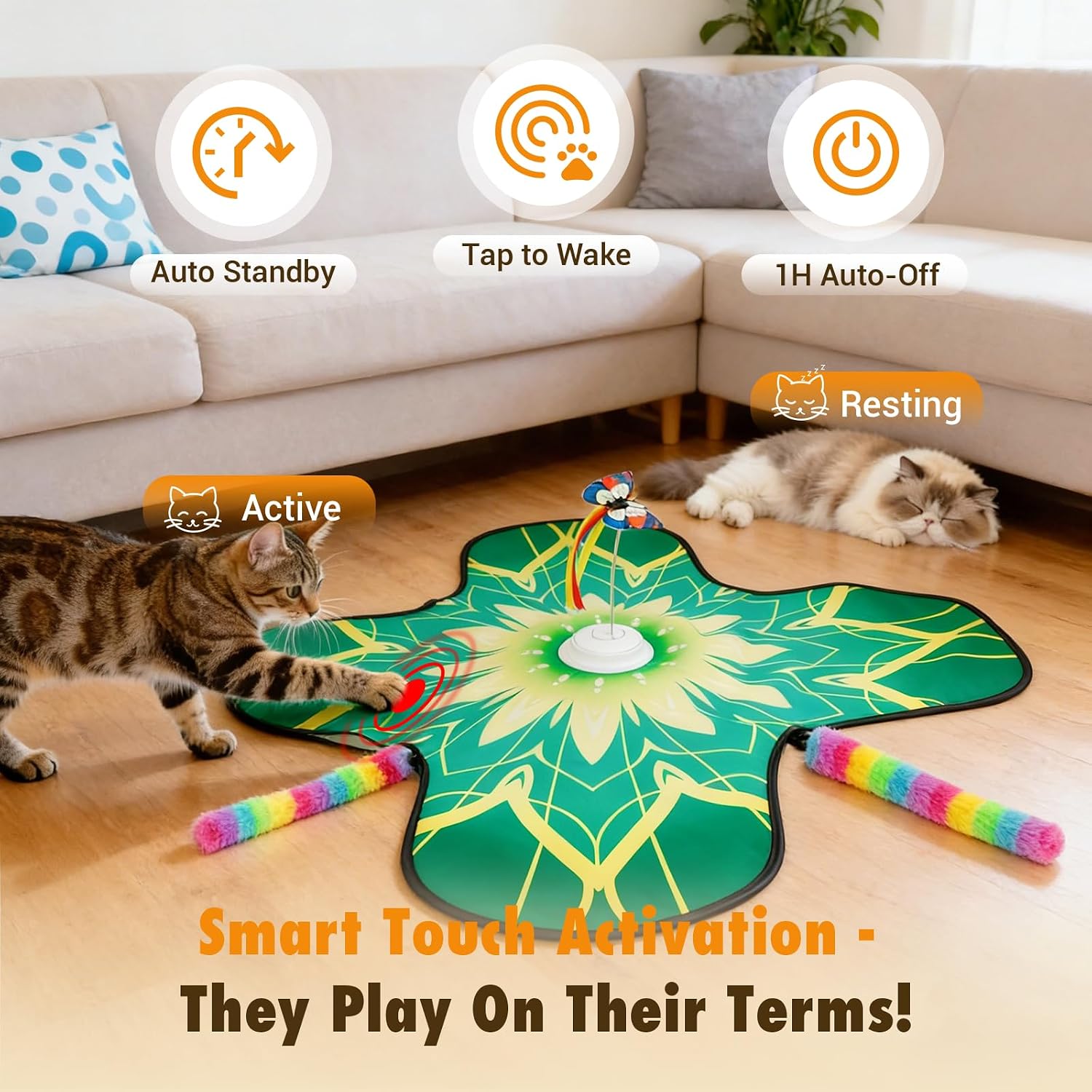 Electronic three in one indoor feline entertainment system with sound buttons