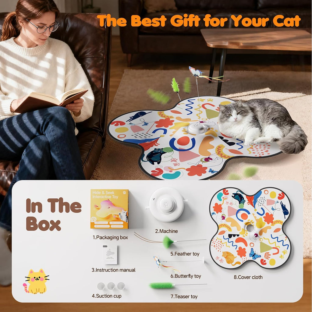 Packaging box and included USB charging accessories for the Aktor automatic cat toy.