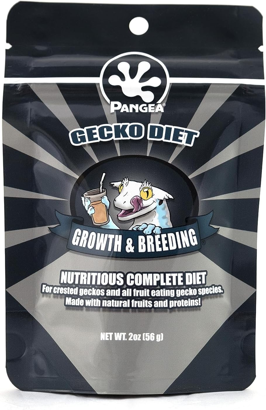 Pangea Gecko Diet Growth and Breeding Formula two ounce bag front view premium reptile food