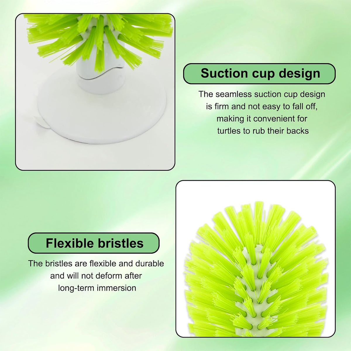 Premium turtle shell scratcher tool kit demonstrating flexible bristles designed for reptile shell maintenance.