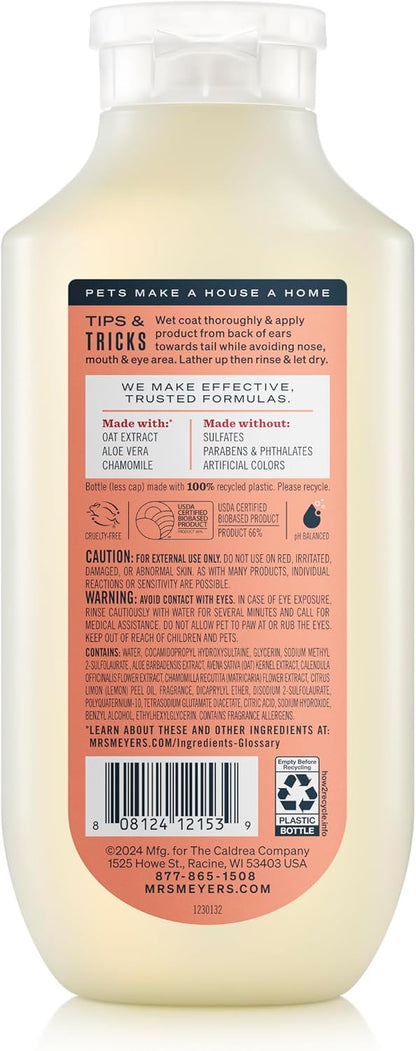 Mrs. Meyer's Clean Day 3 in 1 Dog Shampoo White Peach label details