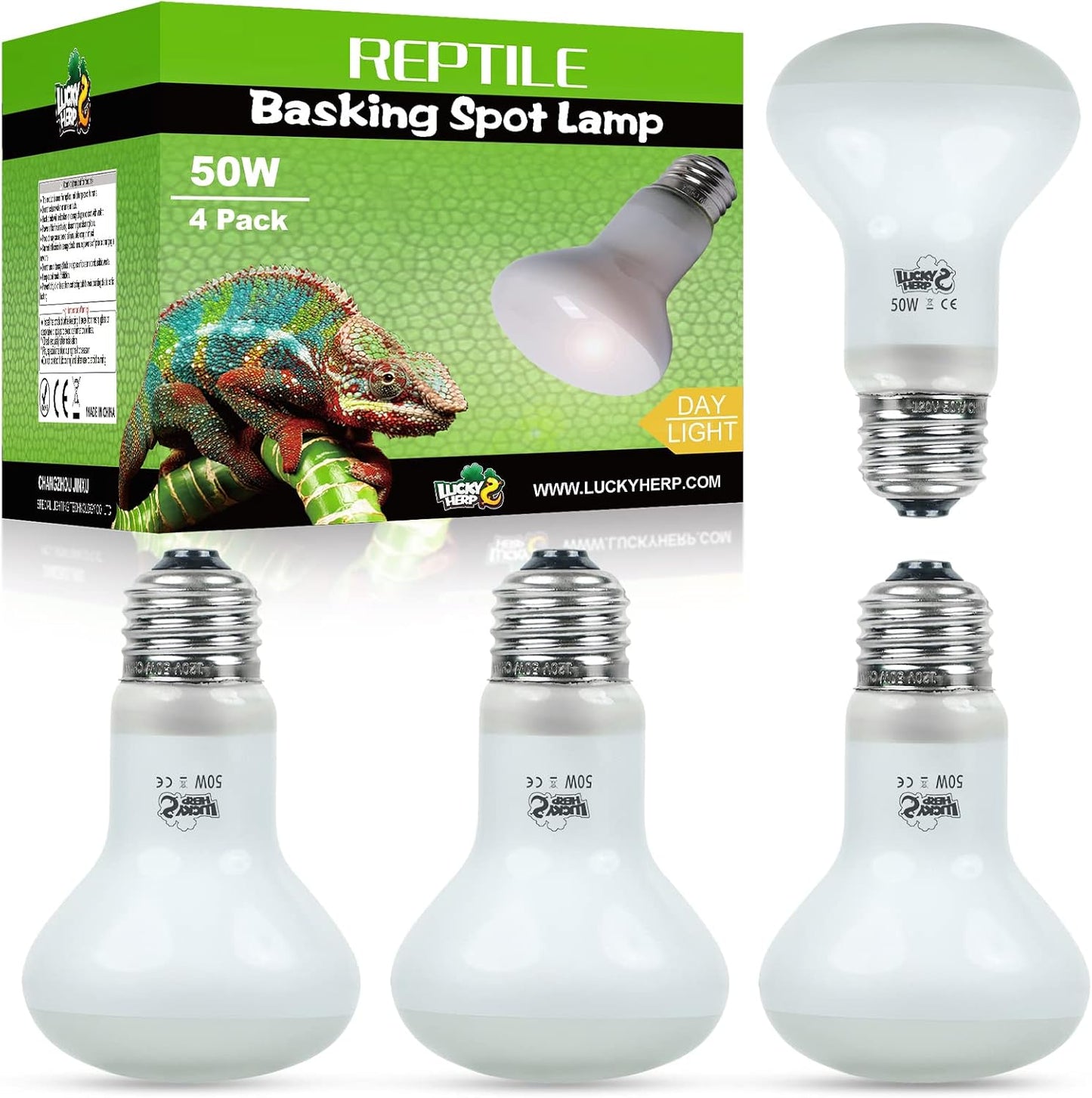 Side view of the Lucky Herp second generation reptile heat lamp bulb showing glass construction.