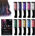 Generic 10 colors festive fun hair chalk combs set front view