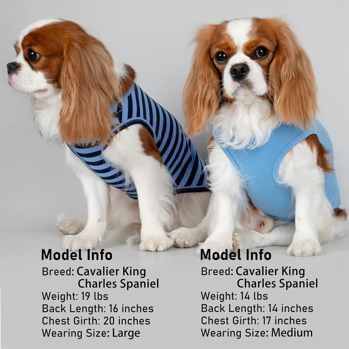 KYEESE 2Pack Dog Shirt, Soft Striped Dogs T Shirts, Lightweight Doggie Tank Top Cat Clothes, Sleeveless Dog Shirt for Small Dogs, Stretchy Pet Vest, Dark Blue, Medium - Image 7