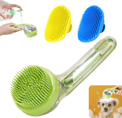 Packaging view of the imported Peehss three piece pet bathing and massage brush set.