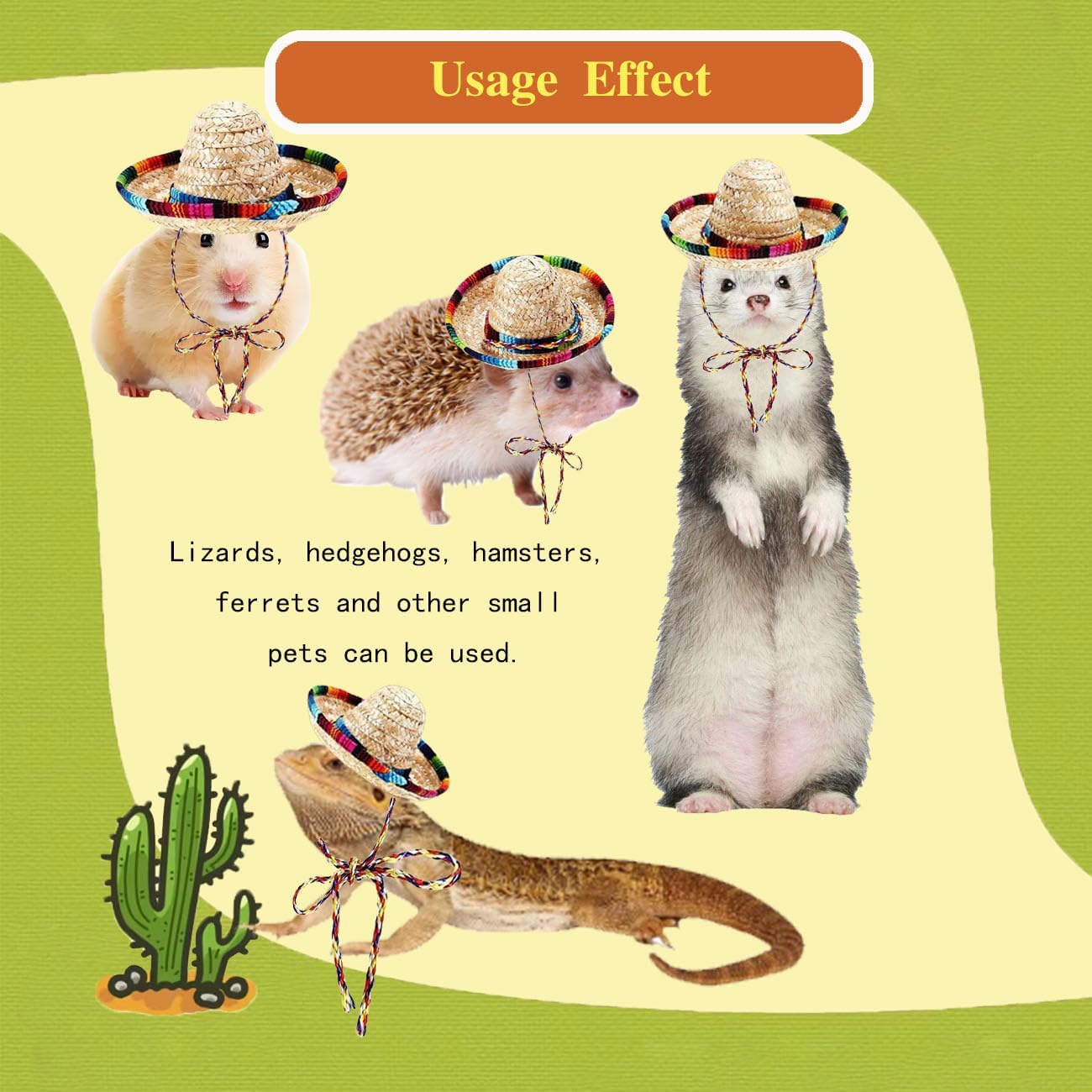 DHinkyoung reptile apparel kit showing dimensions of the pet hats
