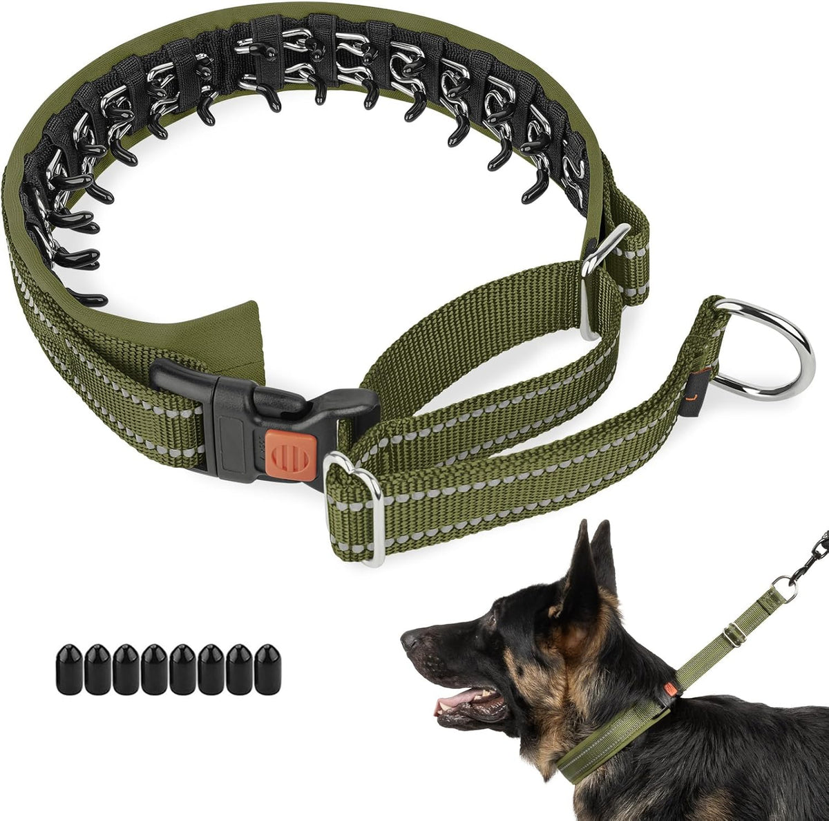 Mayerzon Martingale No Pull Collar for Medium Large Dogs German Shepherd Doberman Pitbull, Patented Anti Pull Correction Dog Collar for Safety Walking Training, Reflective, Adjustable(M/L, Army Green) - Image 1