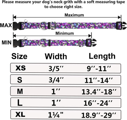 Side view of the purple floral designer dog collar demonstrating the soft fabric texture