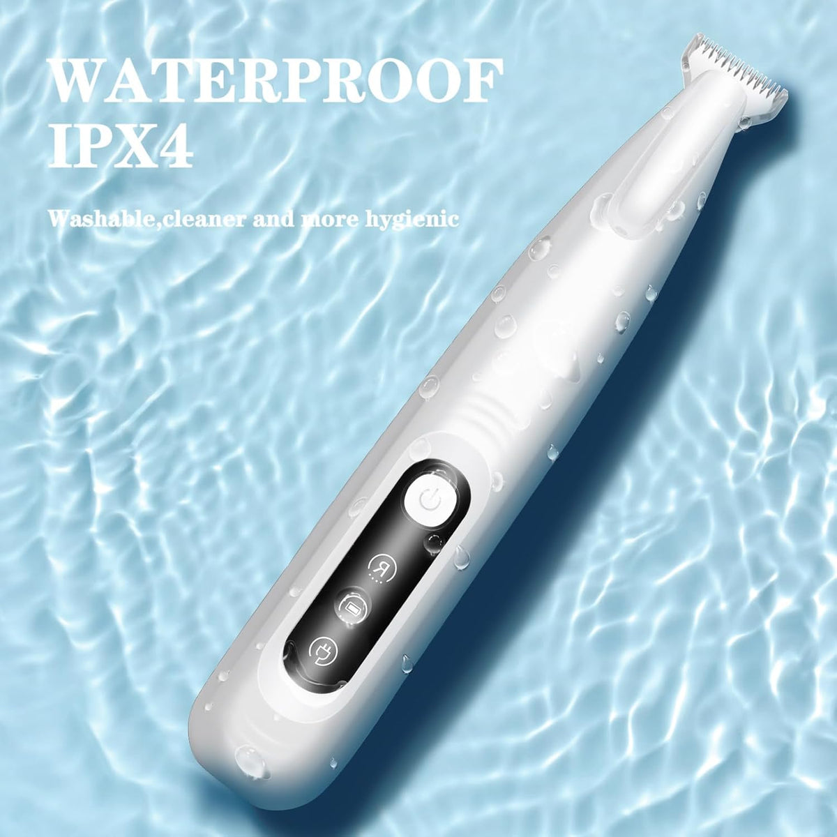 AMNICOOK low noise dog trimmer being washed under water showcasing IPX4 waterproof design