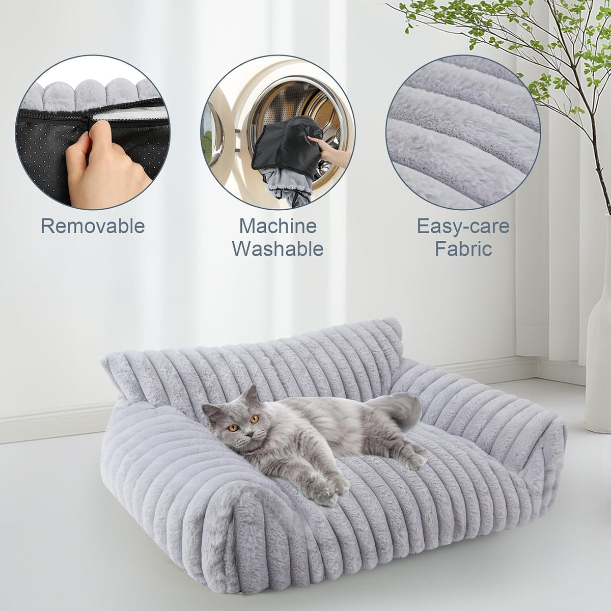 Side profile of Wn's Day plush pet chair