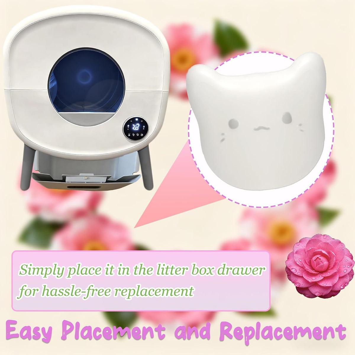 Long lasting automatic cat litter box air freshener pods providing six months of supply