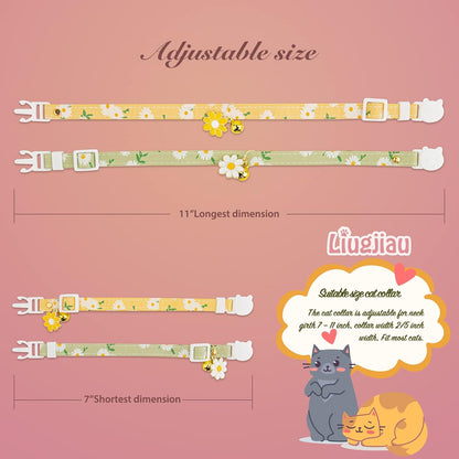 Adjustable floral kitten collar with safety quick release breakaway buckle close up.