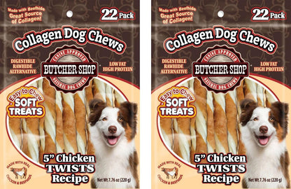 Authentic imported chicken and rawhide pet snacks packaging