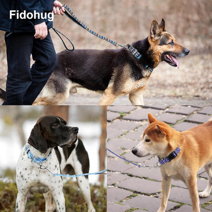 Fidohug geometric patterned dog leash laid flat showing full length.