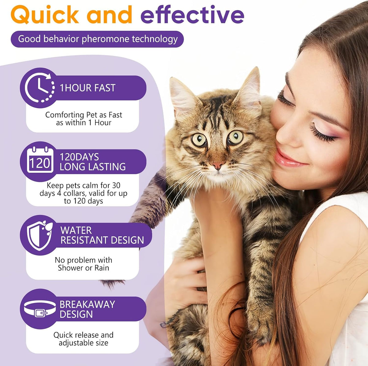 Ghilane imported cat healthcare product packaging highlighting anxiety relief features for thunderstorms and travel.