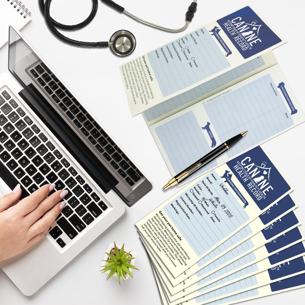 Twenty four pack of professional grade puppy medical charts designed for breeders and veterinary clinics.