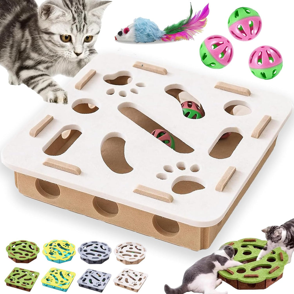 Cat Scratch Puzzle Enrichment Box, Cat Nail File Enrichment Box with Bell, Nail File Stress Free Alternative to Clippers and Grinders, Interactive Cats Puzzle Toy -Bite & Scratch Resistant (StyleA) - Image 14