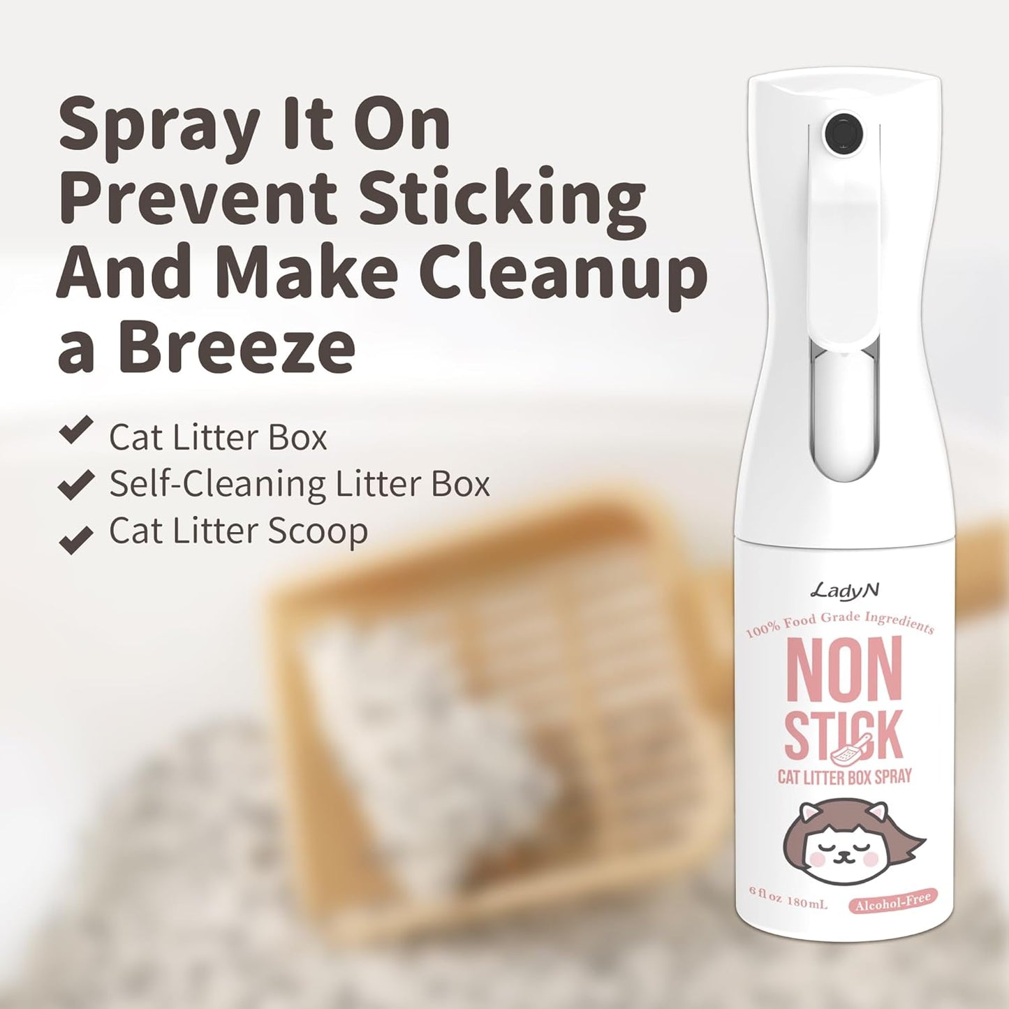 Lotus effect technology spray creating a protective barrier on a litter scoop