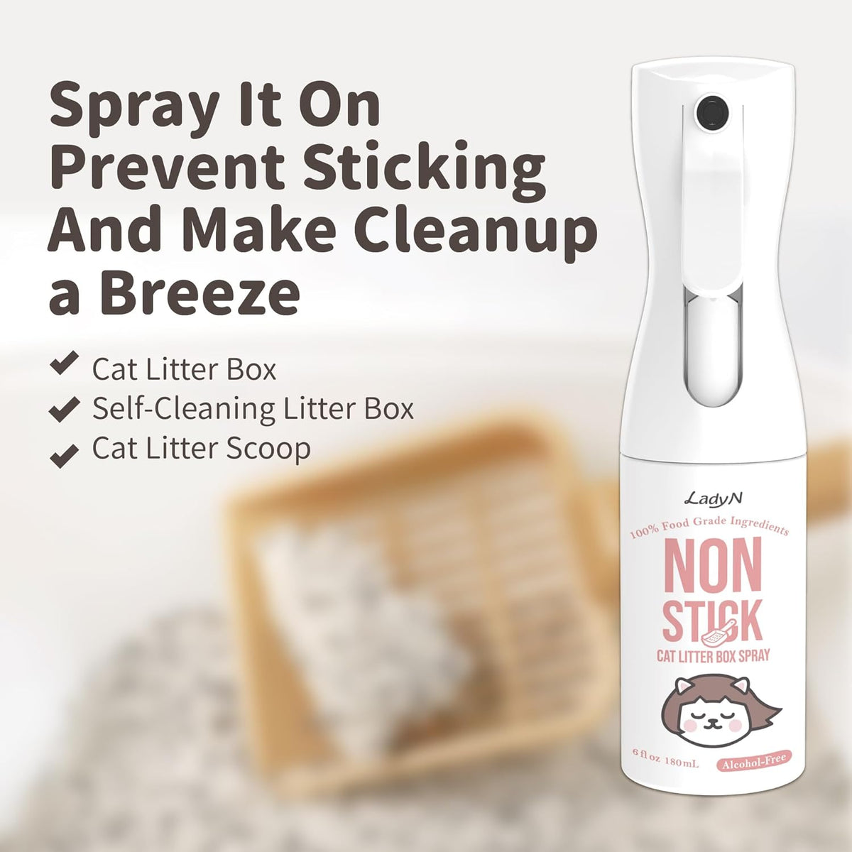 Lotus effect technology spray creating a protective barrier on a litter scoop