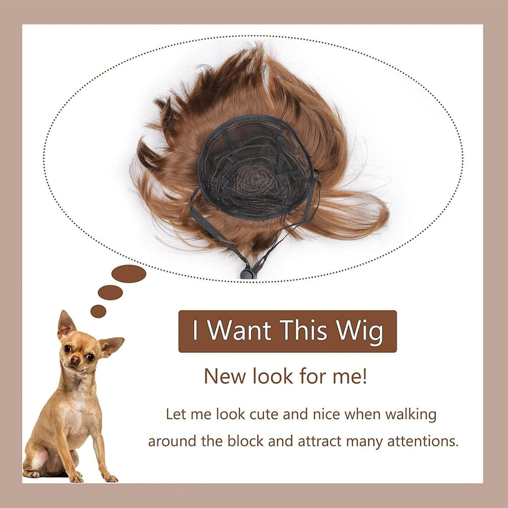HOWWFALY authentic pet festival dress up wig flax color