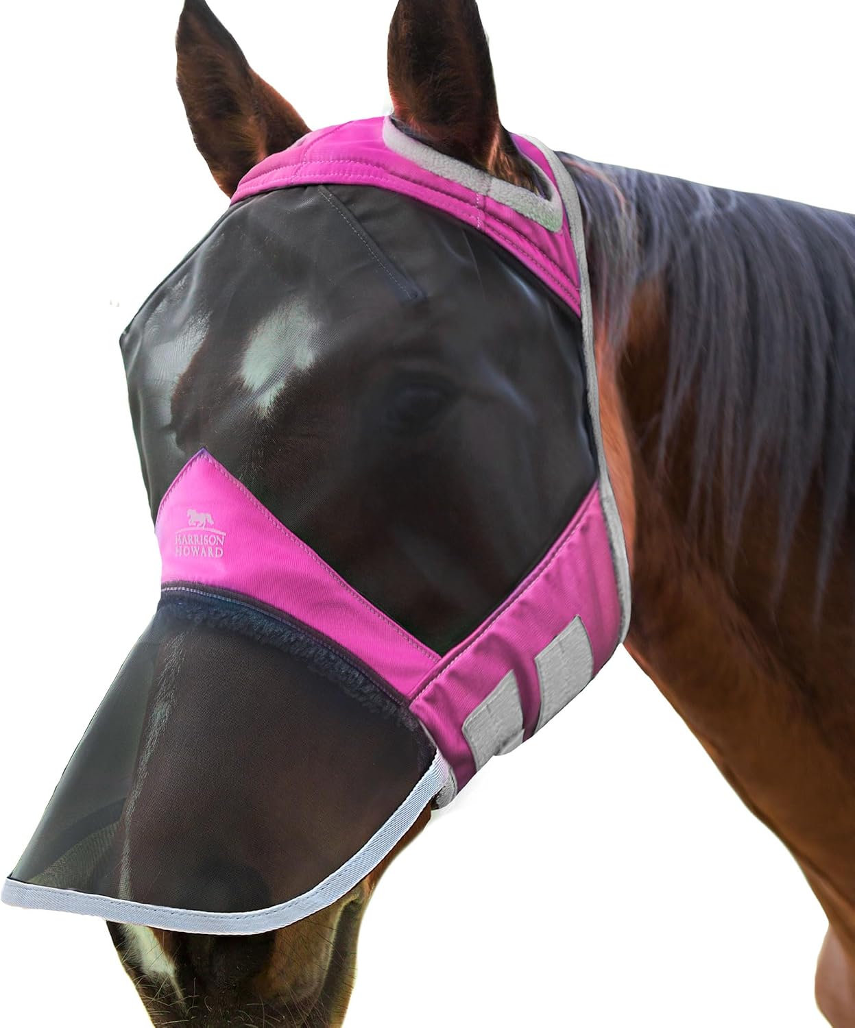 Harrison Howard CareMaster Pro Luminous Horse Fly Mask Large Eye Space Full Face Standard with Nose No Ears Summer Mint L - Image 13