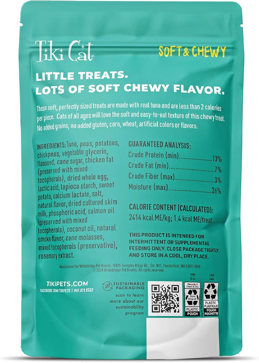 Tiki Cat grain-free tuna treats nutritional information label