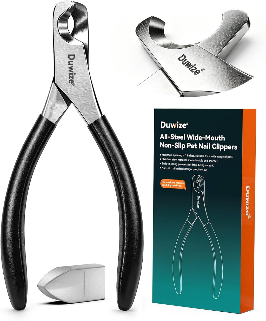 Dog Nail Clippers - All Steel Material, 1.22-Inch Large Opening, Built-in Spring, No Fur Pinch, for Medium to Large Dogs and Cats, Professional Pet Nail Trimmers, With Free Nail File (Polished) - Image 9