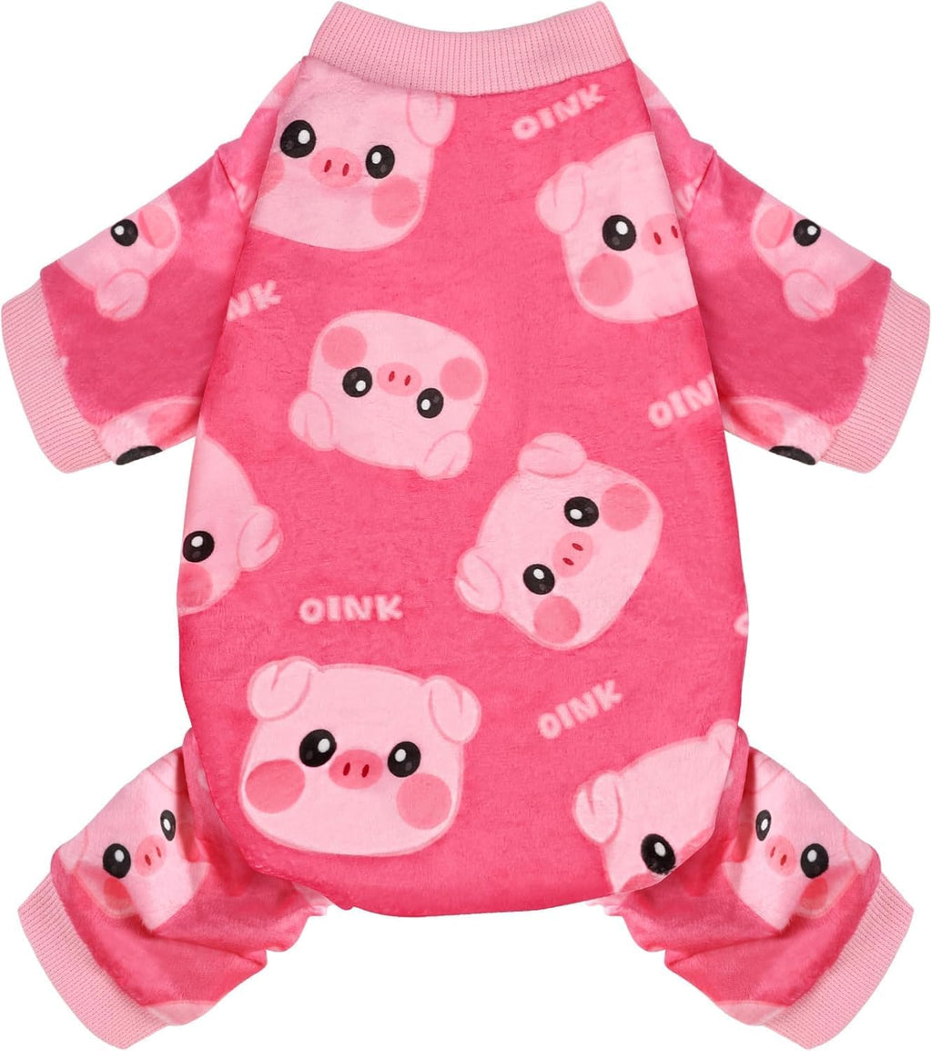 BAOBICUTE lightweight dog pajamas front view pink pig pattern pet clothes