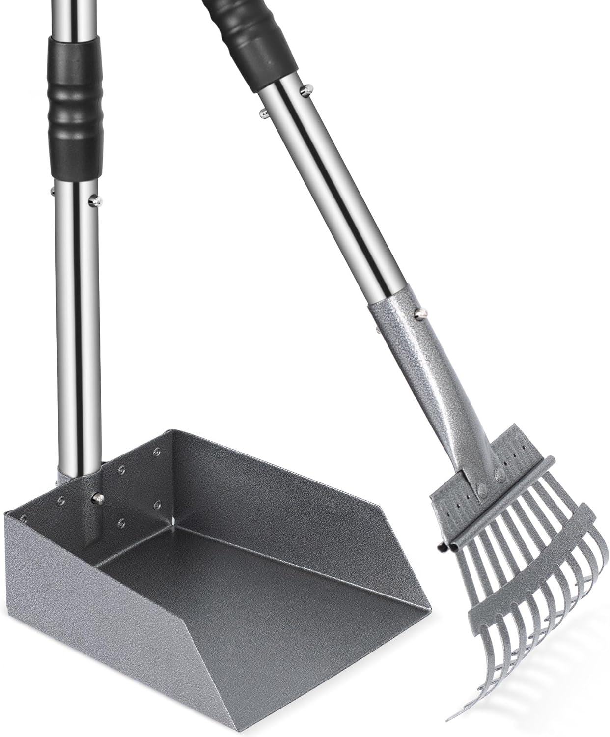 Heeyoo Dog Pooper Scooper, Dog Poop Tray and Rake Set, Pet Waste Removal Scoop with Long Adjustable Sectional Stainless Handles - Image 10