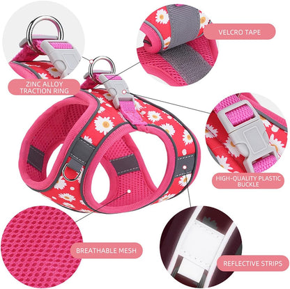 Flymind no pull puppy vest showcasing breathable soft air mesh fabric construction.