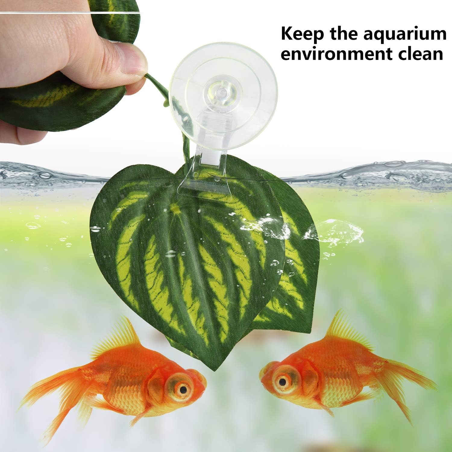 Close-up of the rust-free and pet-safe soft plastic suction cup clip for aquariums.