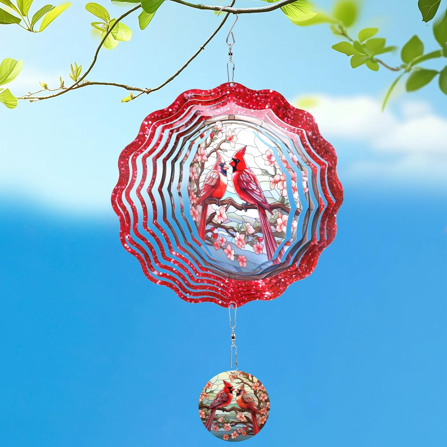 Rngmsi red cardinal 3D wind spinner front view