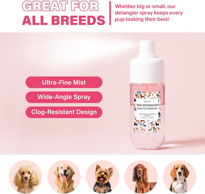 Compact 100ml pet leave in conditioner spray bottle ideal for home grooming and travel.