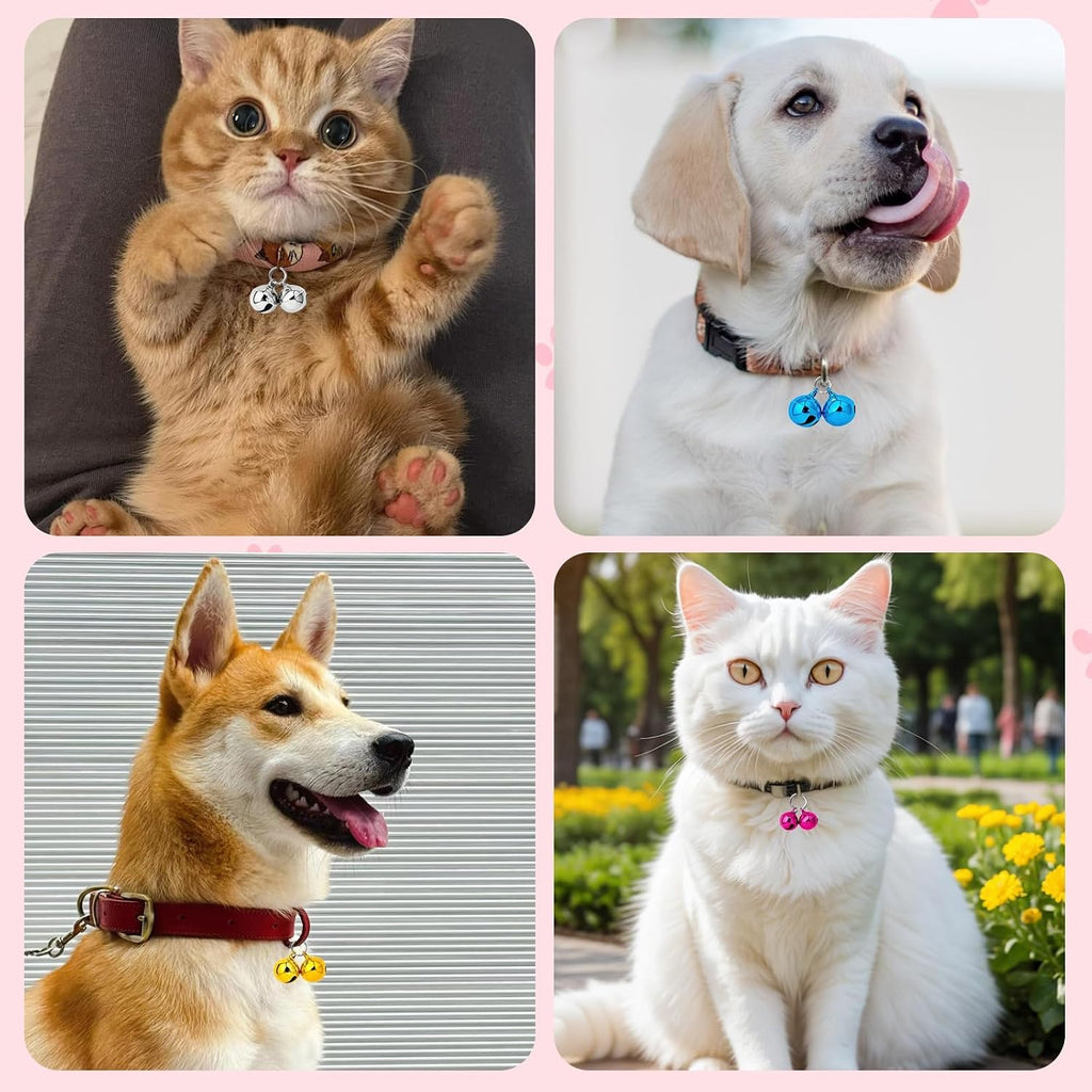 Various colors of Petknows pet bells and metal accessories