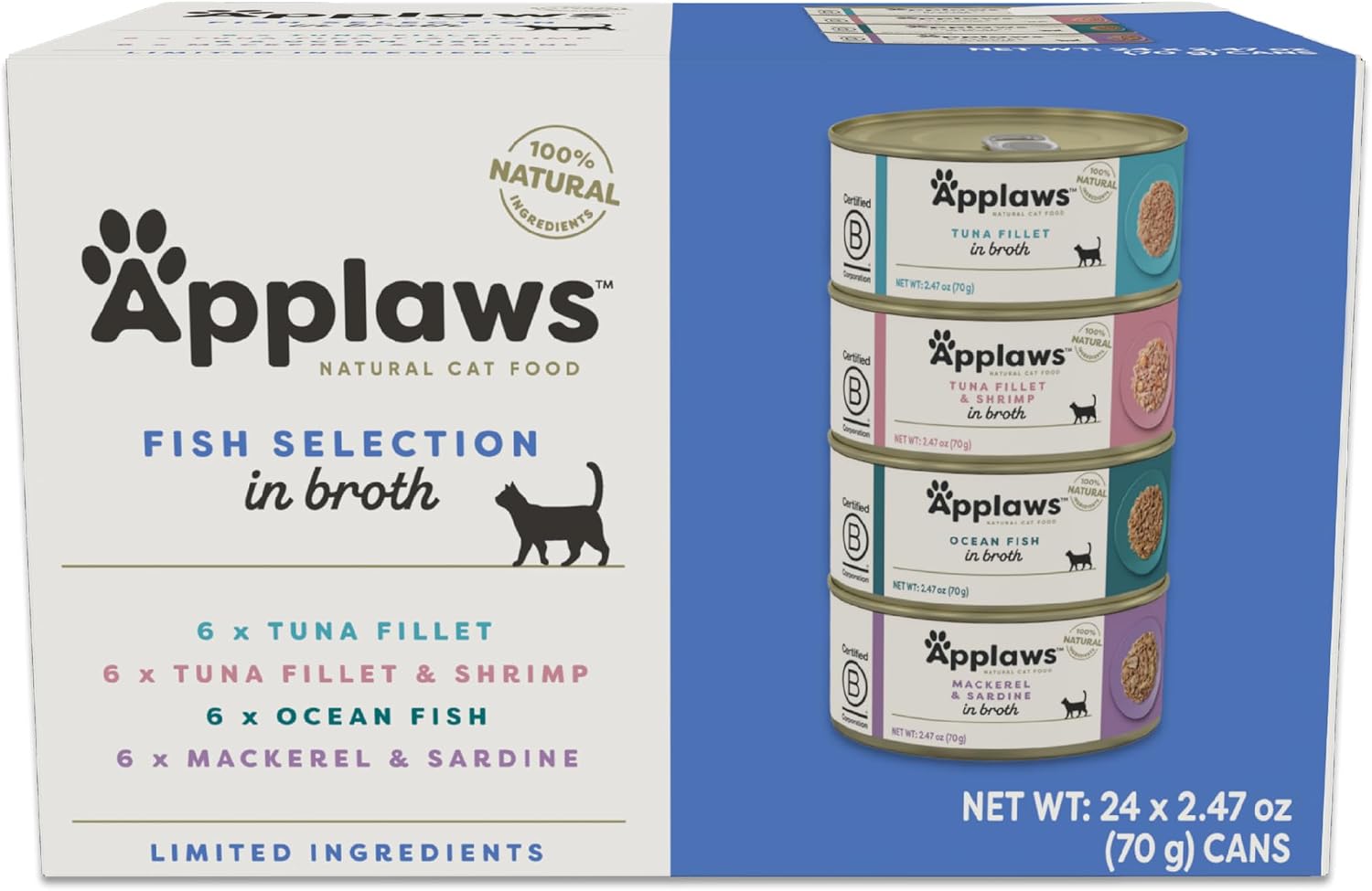 Applaws Fish Variety Pack Wet Cat Food in Broth 12-Pack, High Protein, Limited Ingredient, Grain Free, Canned Cat Food, No Fillers, No Artificial Additives (12 x 2.47 oz Cans) - Image 15