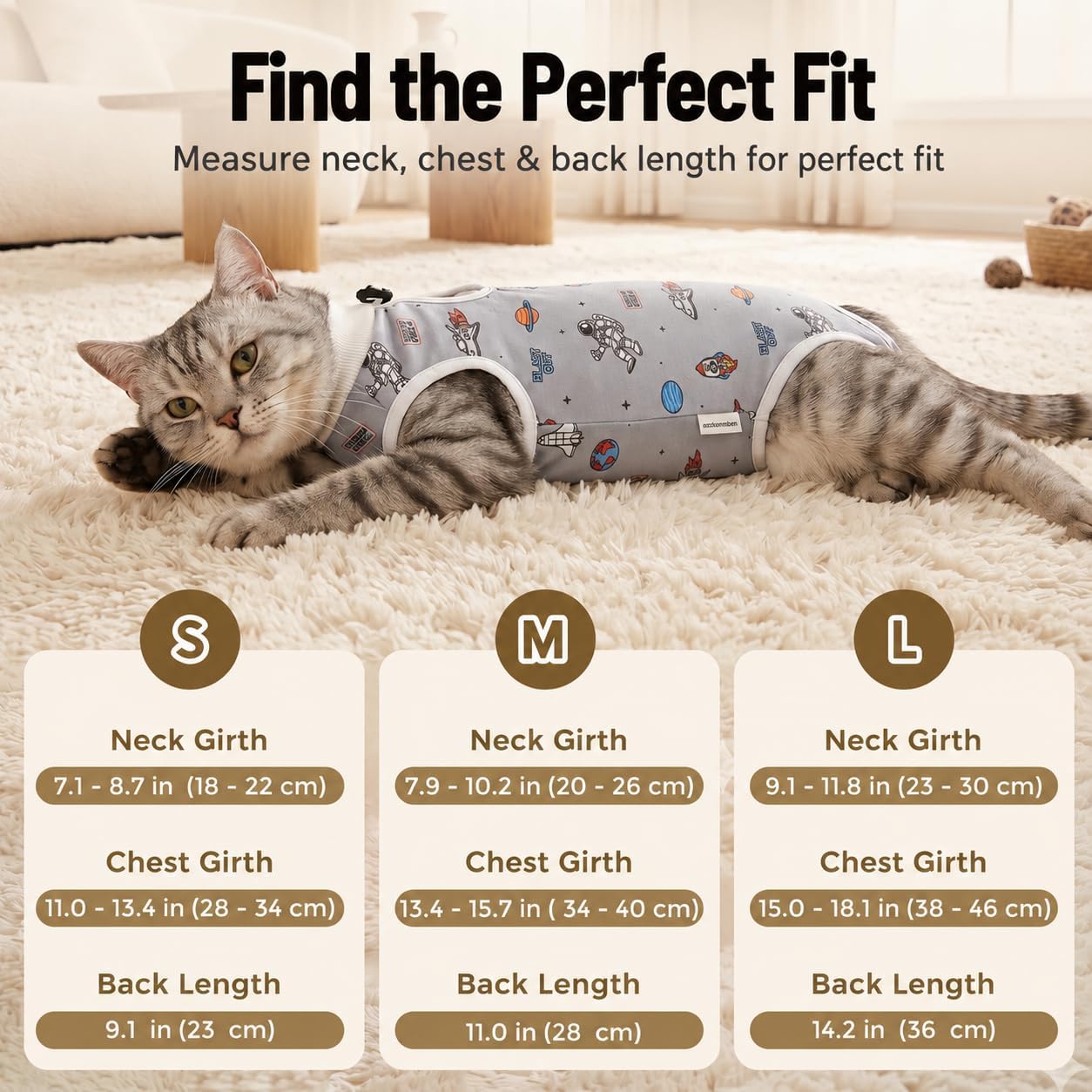 Cat using litter box while wearing Avont post-op bodysuit